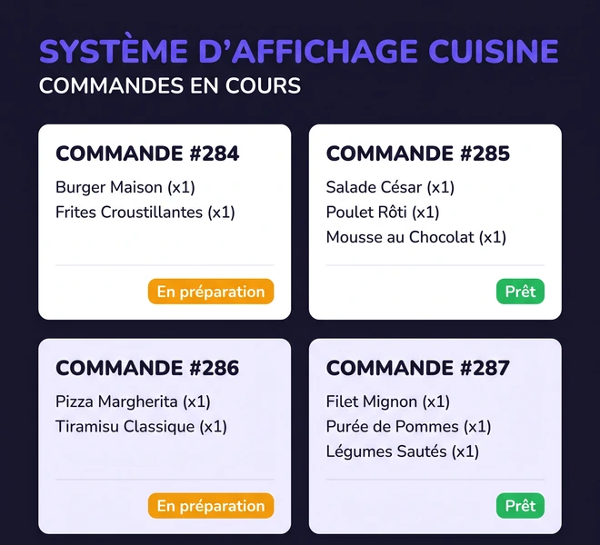 Écran KDS cuisine